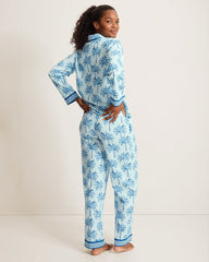 Lawn Long-Sleeve Top & Pants Pajama Set - Fresh Aqua