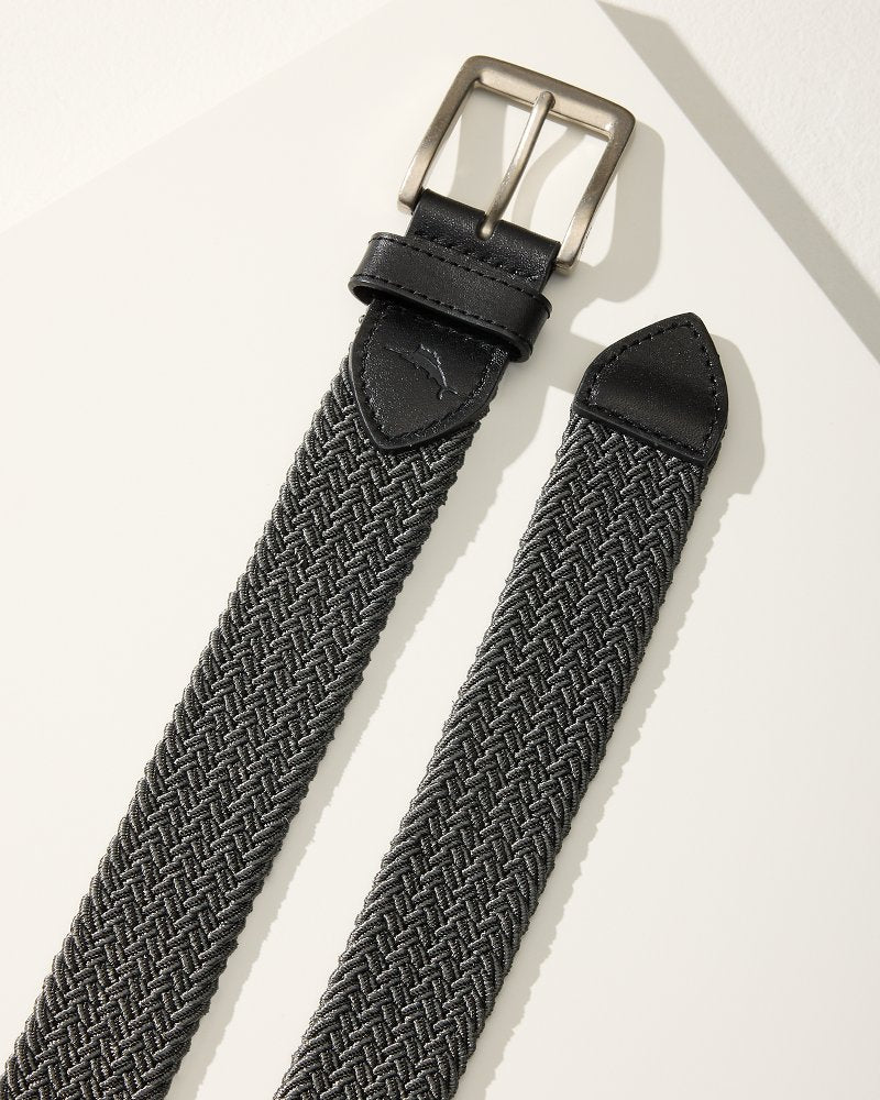 Two-Tone Stretch Webbed Belt - Black