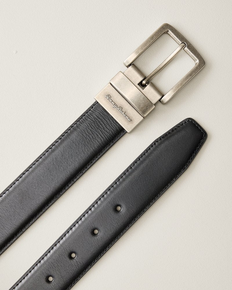Reversible Wide Feather-Edge Belt - Black/Brown