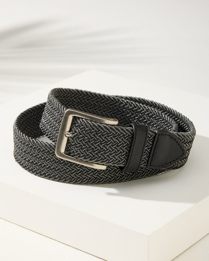 Big &amp; Tall Two-Tone Stretch Webbed Belt - Black