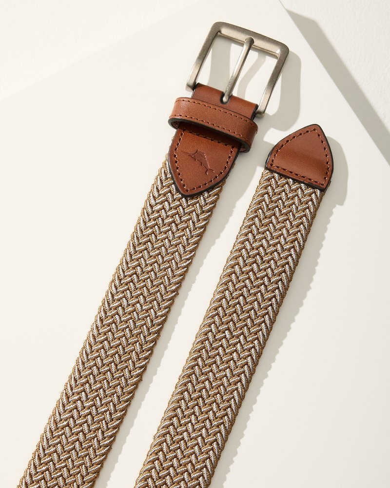 Big &amp; Tall Two-Tone Stretch Webbed Belt - Tan