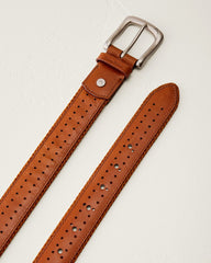 Big &amp; Tall Leather Perforated Belt - Saddle