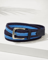 Big &amp; Tall Two-Tone Herringbone Stretch Belt - Navy/Blue