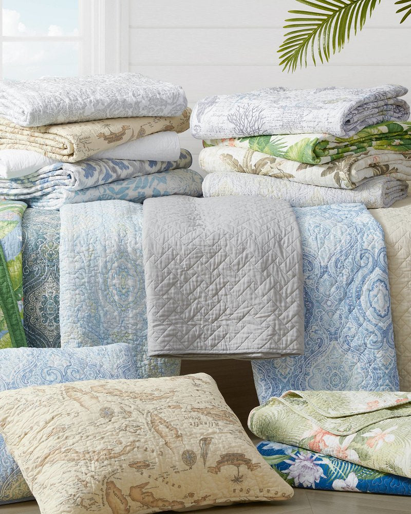 Beach Bliss Reversible 3-Piece King Quilt Set - Grey
