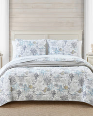 Beach Bliss Reversible 3-Piece King Quilt Set - Grey