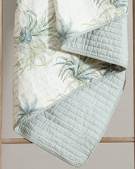 Serenity Palms Reversible King Quilt - Blue