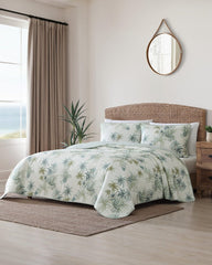 Serenity Palms Reversible King Quilt - Blue