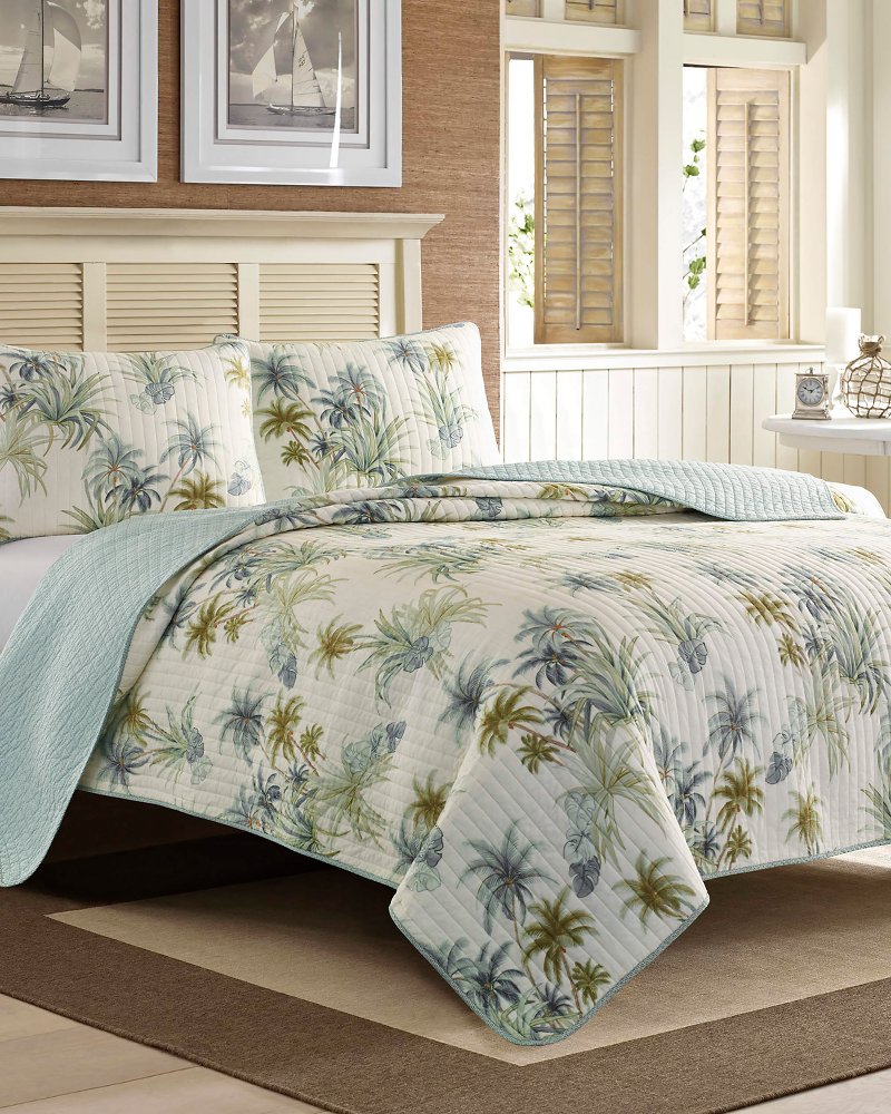 Serenity Palms Standard Quilted Sham - Blue