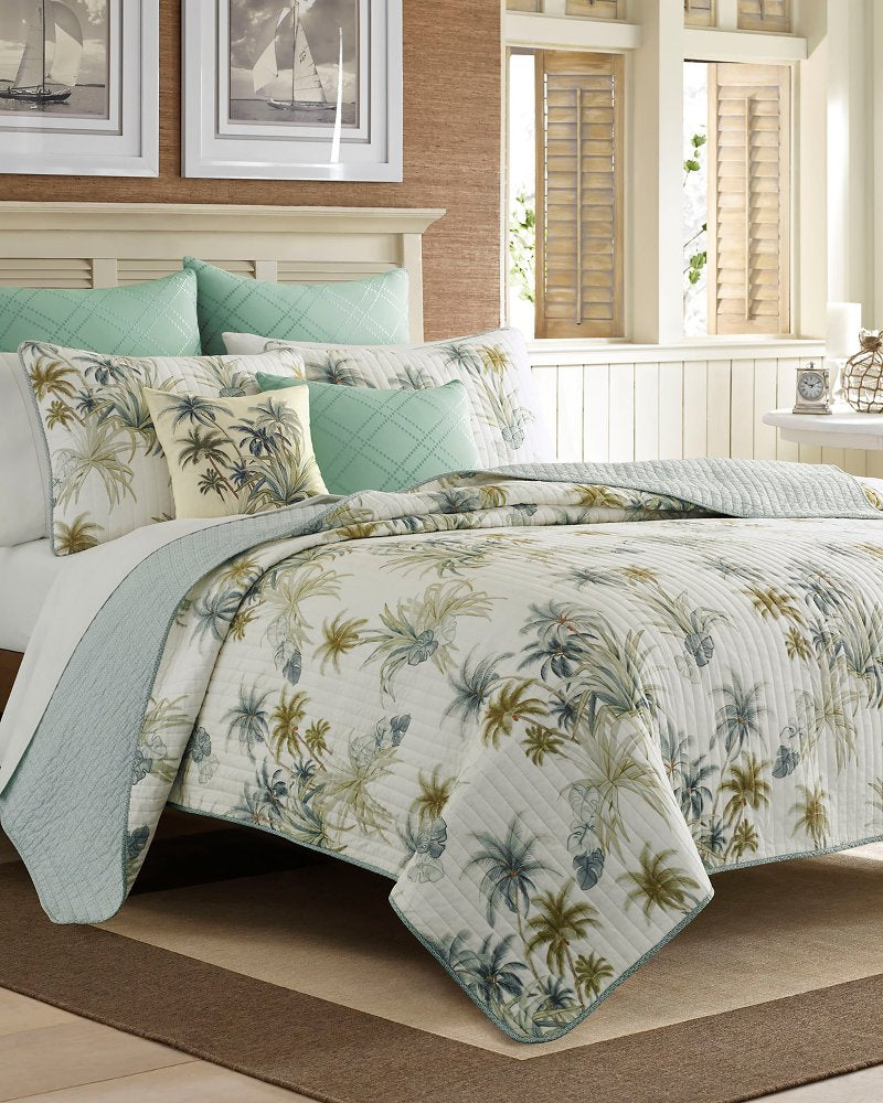 Serenity Palms King Quilted Sham - Blue