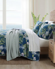 Southern Breeze Reversible 3-Piece Full/Queen Quilt Set - Blue
