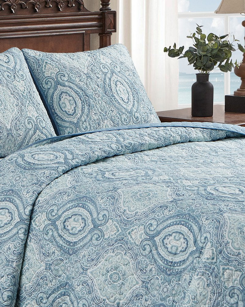Turtle Cove 3-Piece King Quilt Set - Caribbean Sea