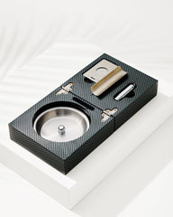 Cigar Accessories &amp; Folding Ashtray Set - Black
