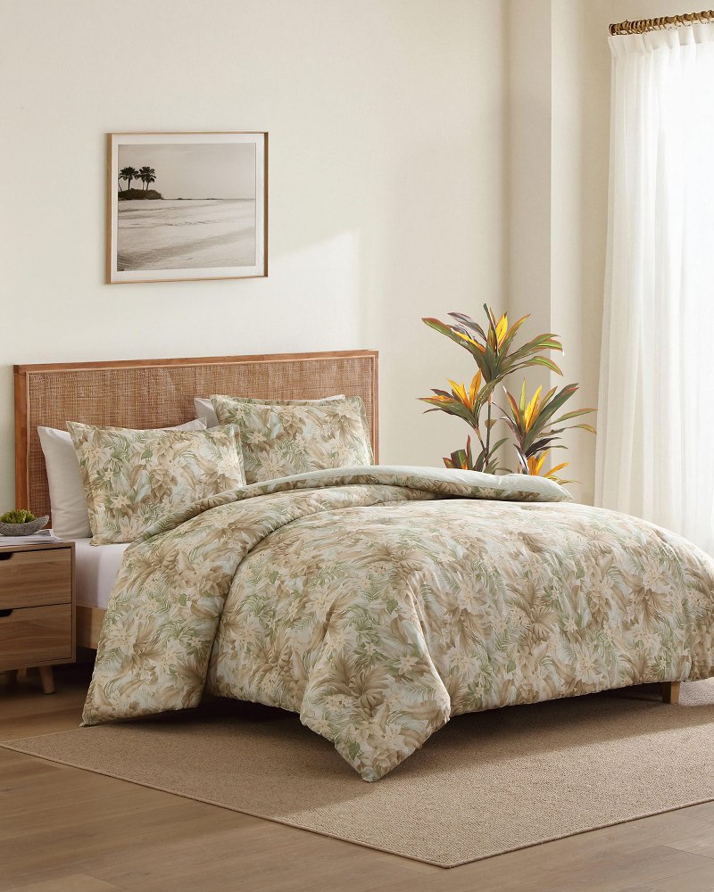 Palm Paradise Reversible 3-Piece Full/Queen Comforter Set - Sage Green