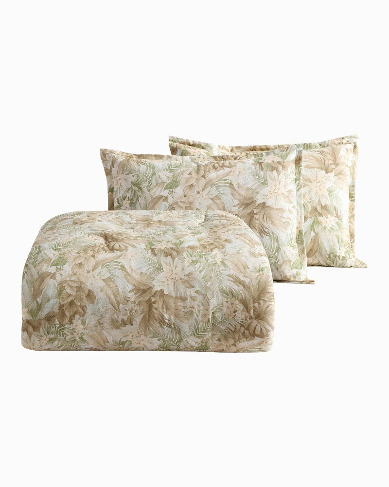 Palm Paradise Reversible 3-Piece King Comforter Set - Sage Green