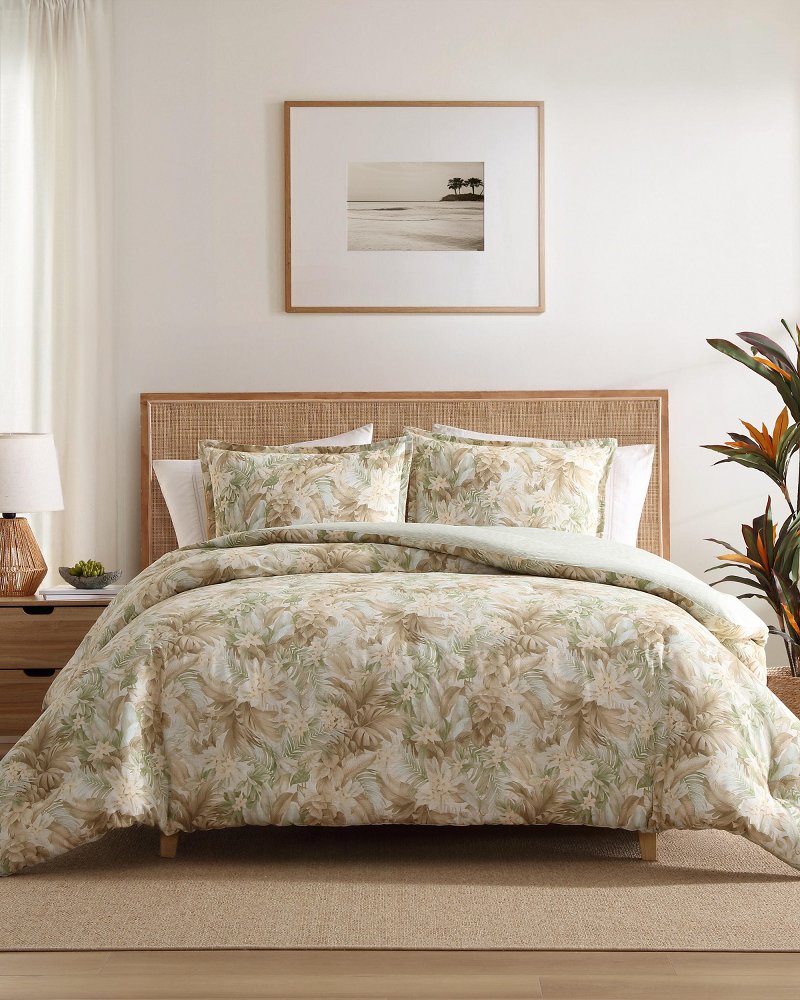 Palm Paradise Reversible 3-Piece King Comforter Set - Sage Green