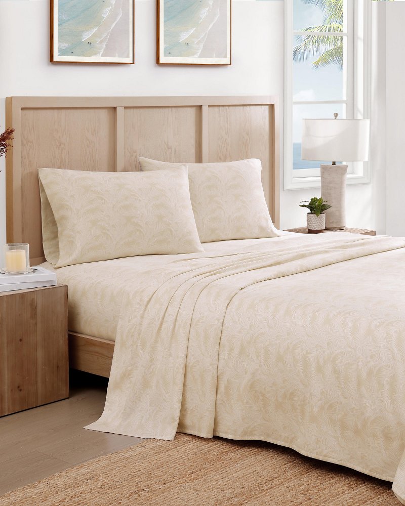 Island Estate All Over Palms 4-Piece Queen Sheet Set - Golden