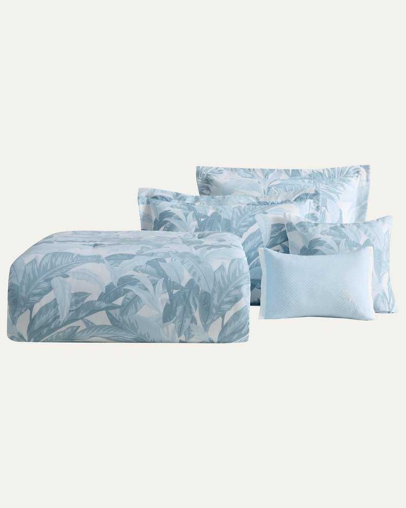 Palm Serenity Reversible 5-Piece Full/Queen Comforter Set - Blue