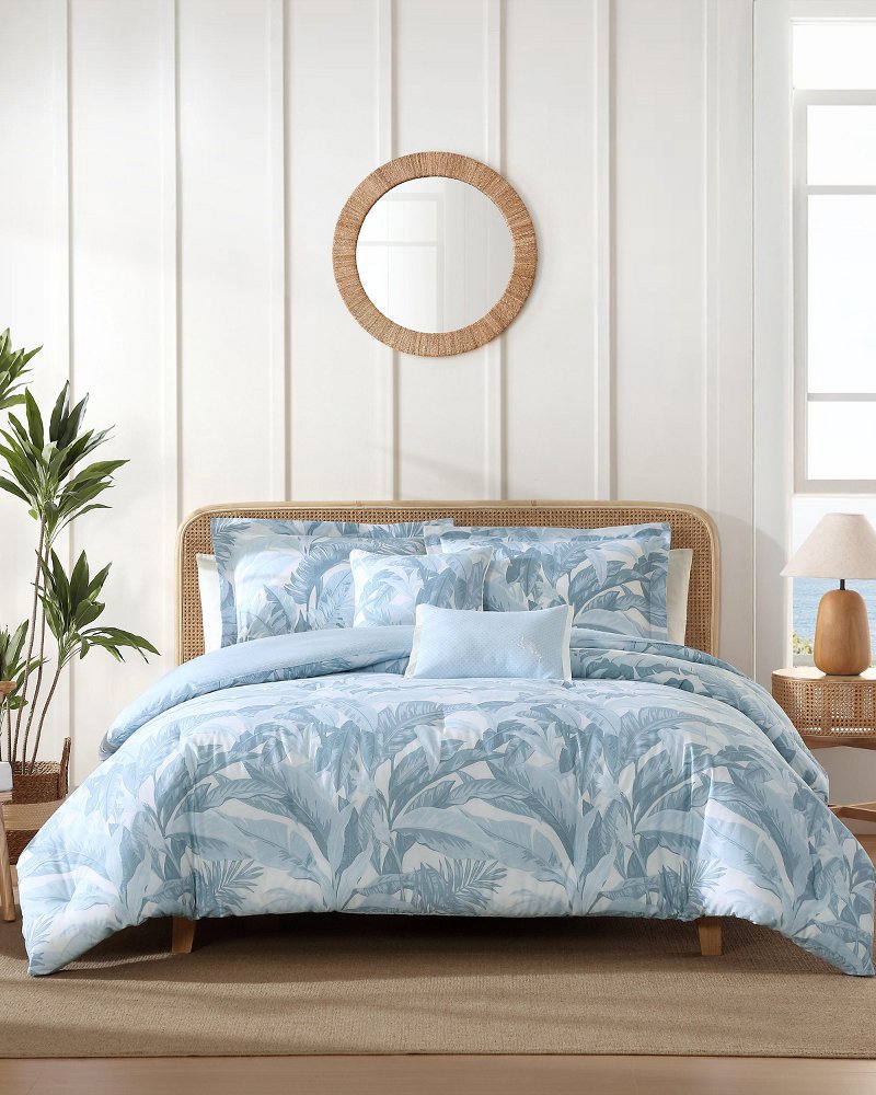Palm Serenity Reversible 5-Piece King Comforter Set - Blue