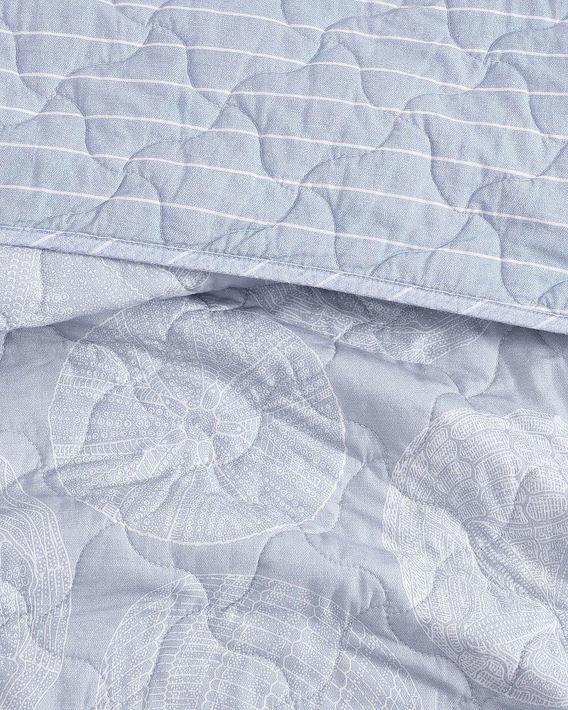 Ocean Island Reversible 3-Piece King Quilt Set - Blue Island