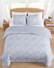 Ocean Island Reversible 3-Piece King Quilt Set - Blue Island