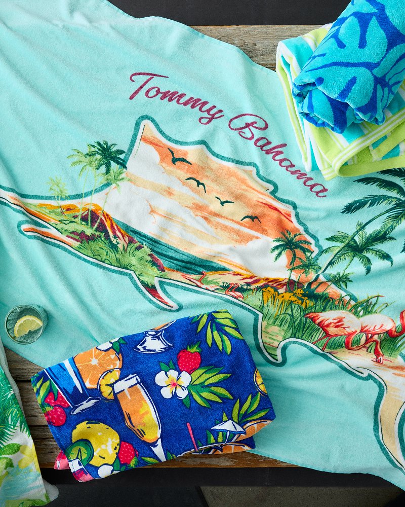 Tropical Toile &amp; Marlin Paradise Beach Towels - Set of 2 - Multicolor
