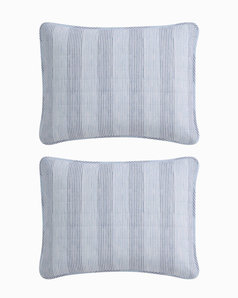 Bahama Weekend Stripe 3-Piece Full/Queen Quilt Set - Island Blue