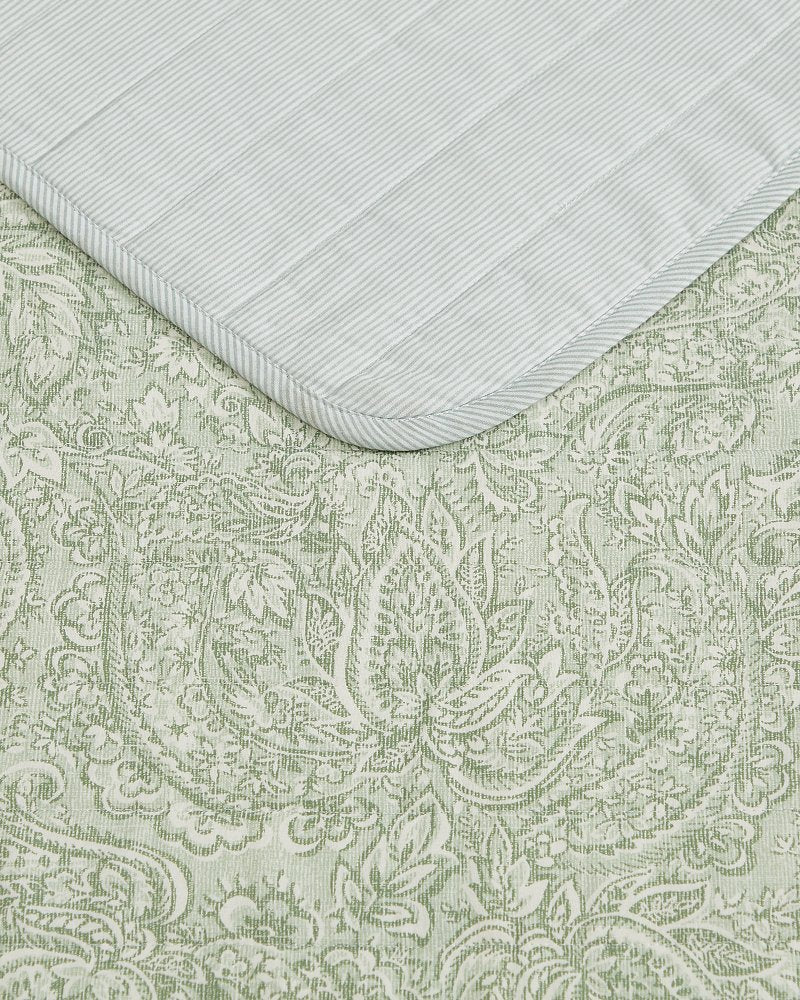 Caicos Isle Reversible 3-Piece King Quilt Set - Spring Green