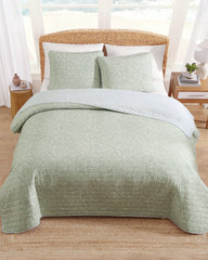 Caicos Isle Reversible 3-Piece King Quilt Set - Spring Green