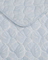 Line Palms 3-Piece King Quilt Set - White/Blue