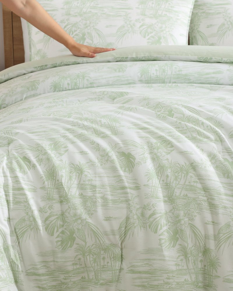 Beach Toile Reversible 3-Piece Full/Queen Comforter Set - Pistachio Green