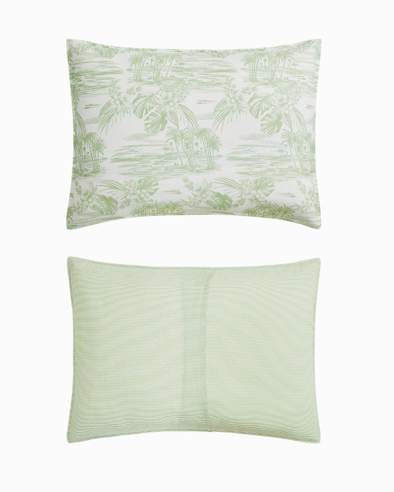 Beach Toile Reversible 3-Piece King Comforter Set - Pistachio Green