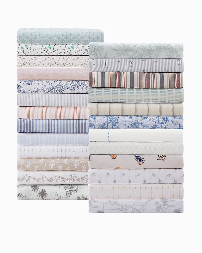Line Palms 4-Piece King Sheet Set - Stone Grey