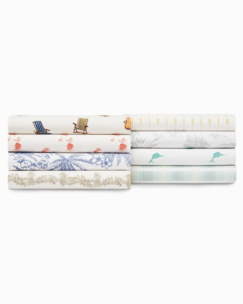 Beach Chairs 3-Piece Twin Sheet Set - White/Blue