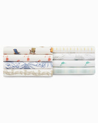 Beach Chairs 4-Piece California King Sheet Set - White/Blue