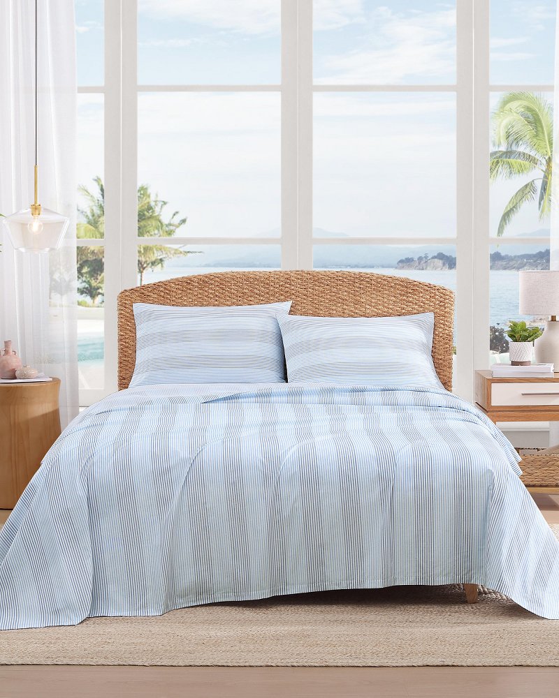 Bahama Weekend Stripe 4-Piece California King Sheet Set - Island Blue