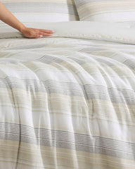 Canal Island Stripe Reversible 3-Piece King Comforter Set - Beige/Grey