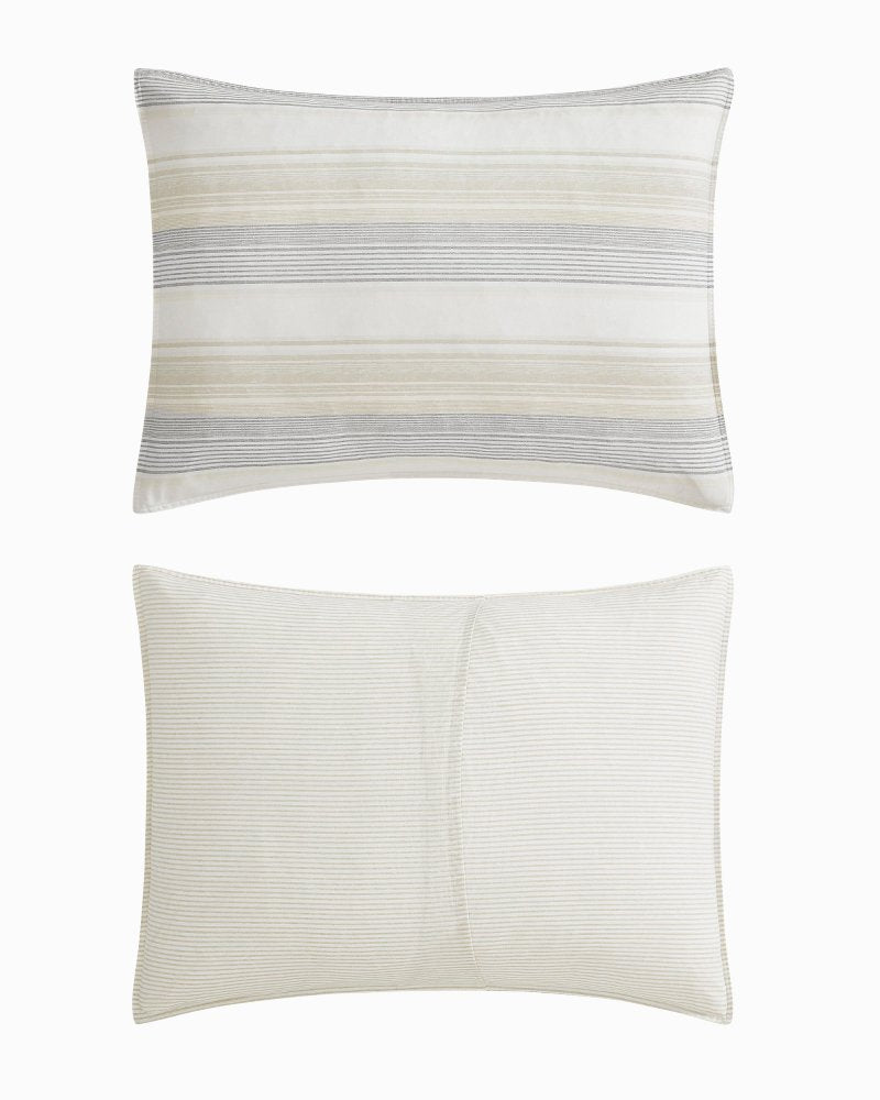 Canal Island Stripe Reversible 3-Piece King Comforter Set - Beige/Grey
