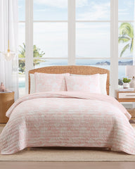 Beach Toile Reversible 3-Piece King Quilt Set - Pink