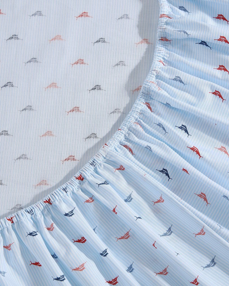 Iconic Marlin 4-Piece Queen Sheet Set - Blue/Red