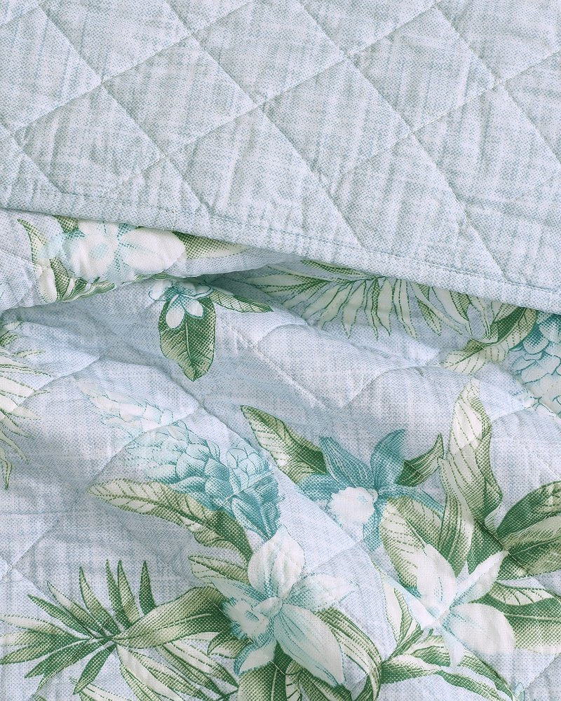 Floral Enchantment Reversible 3-Piece Full/Queen Quilt Set - Light Blue/Aqua