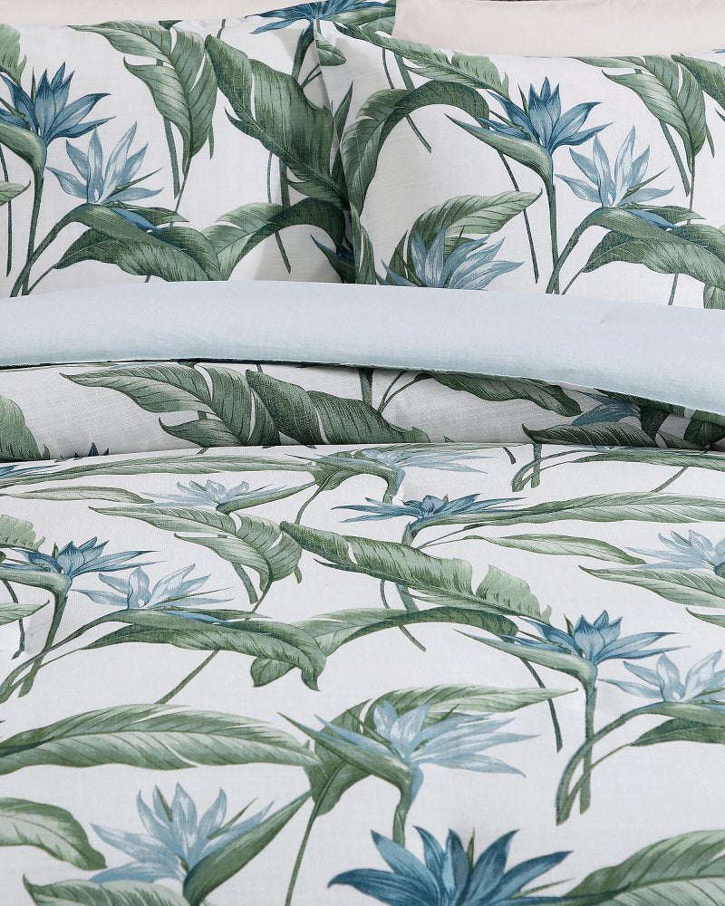 Birds of Paradise Reversible 3-Piece King Comforter Set - Blue/Greenblue