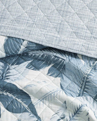 Vintage Palms 3-Piece King Quilt Set - White/Blue