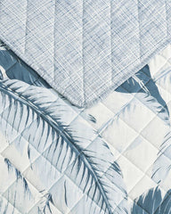 Vintage Palms 3-Piece King Quilt Set - White/Blue