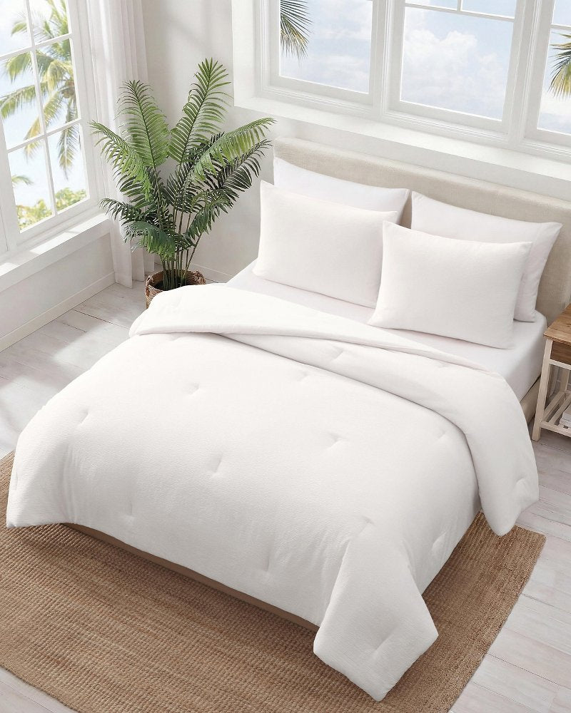 Pebble Texture Reversible 3-Piece Full/Queen Comforter Set - White