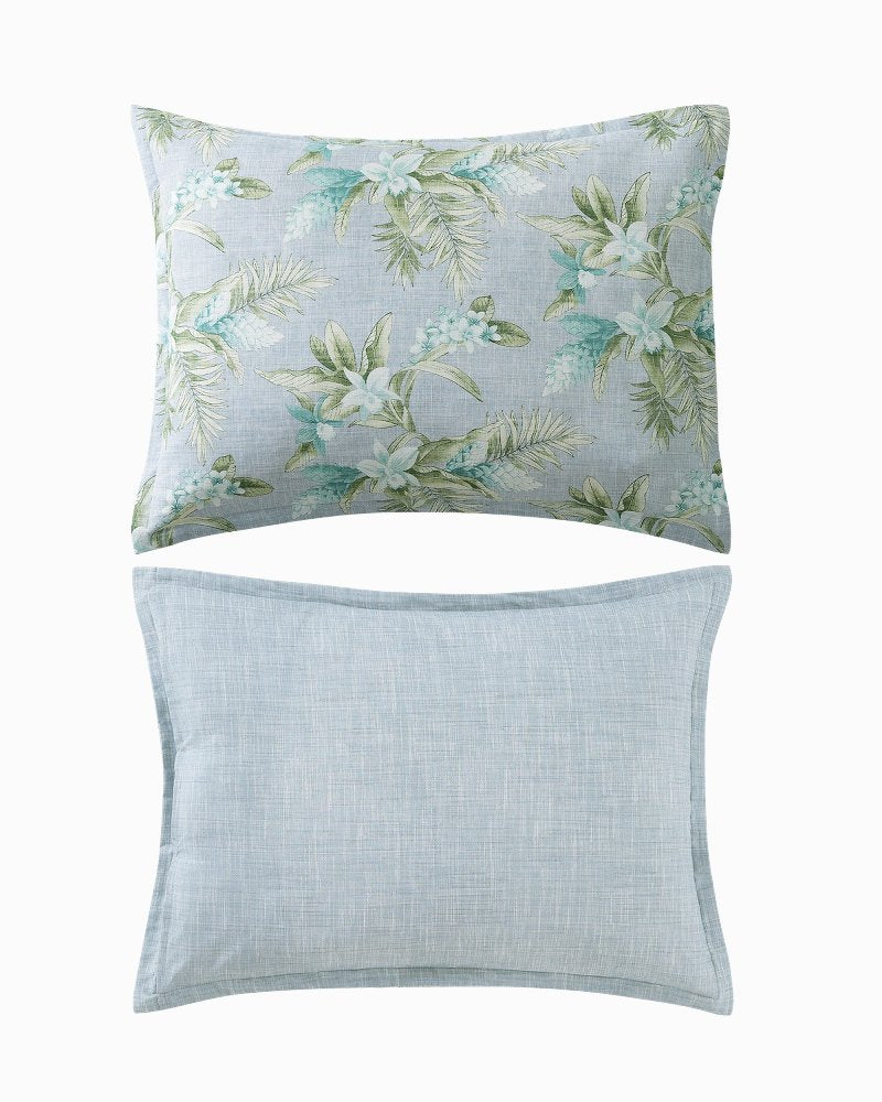 Floral Enchantment Reversible 3-Piece Full/Queen Duvet Cover Set - Light Blue/Aqua