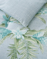 Floral Enchantment Reversible 3-Piece King Duvet Cover Set - Light Blue/Aqua