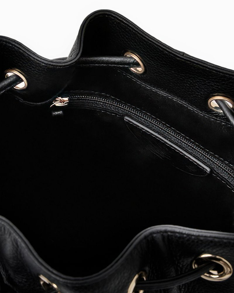 André Assous Bella Convertible Leather Bucket Bag - Black