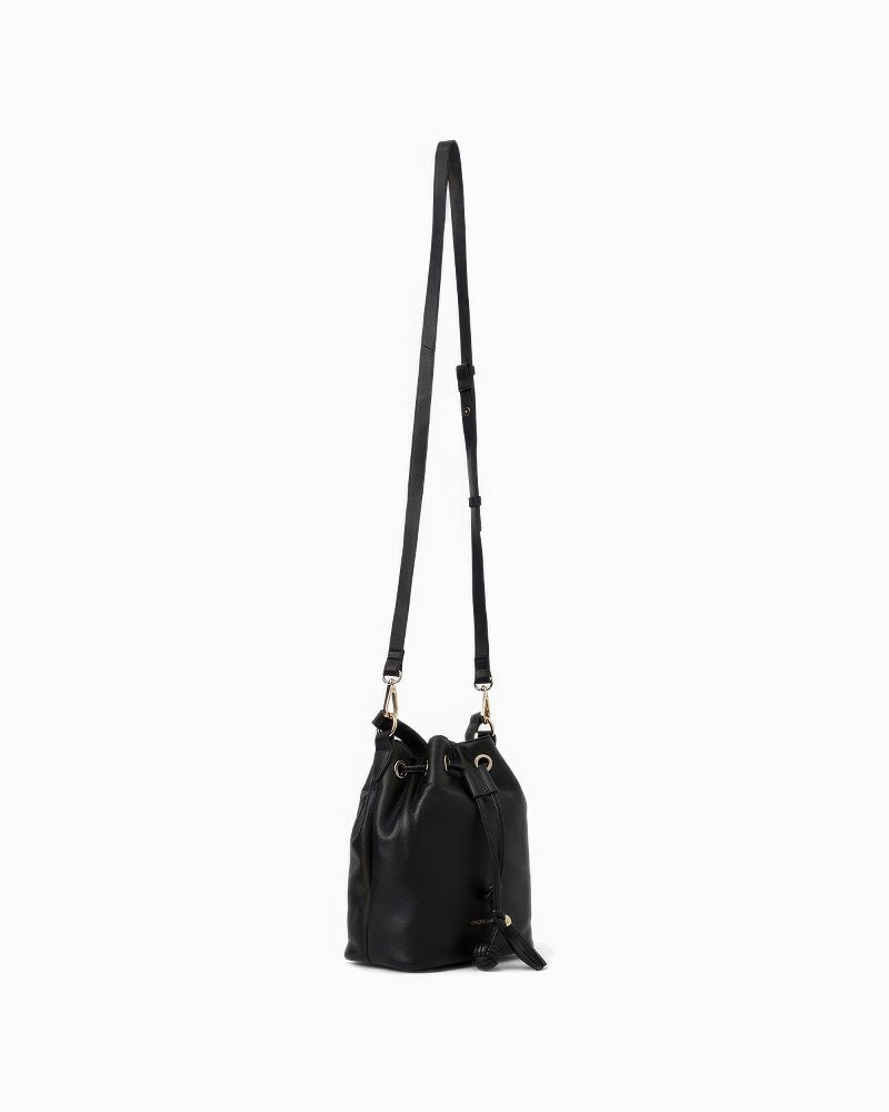 André Assous Bella Convertible Leather Bucket Bag - Black
