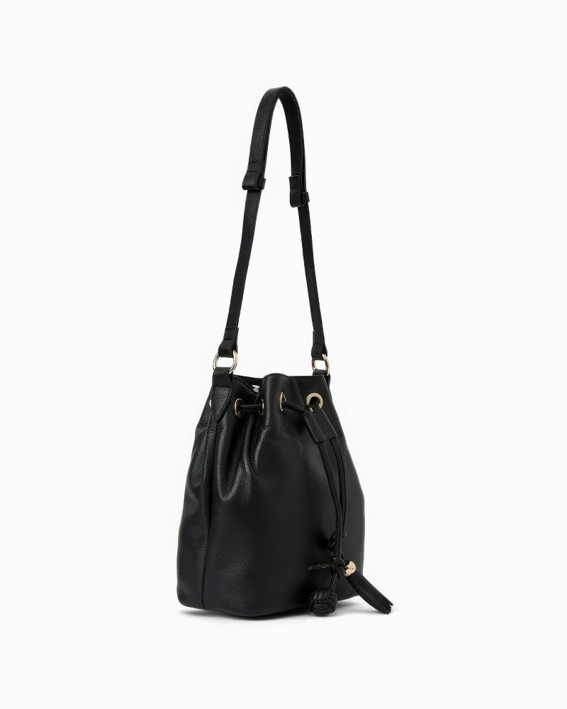 André Assous Bella Convertible Leather Bucket Bag - Black
