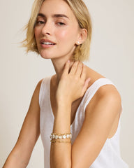 Rose Coast Link &amp; Pearl Bracelet Set - Gold